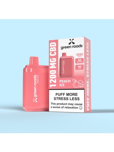 Green Roads CBD Puff Peach Ice - 1200mg - Vape Disposable - 6pc per box
