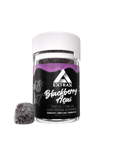 Extrax D8 Gummies - Lights Out - 20CT Jar 3500mg - Blackberry Acai - 6 Count Display Box