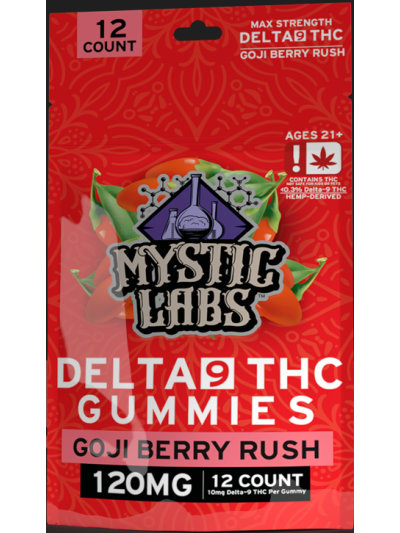 Mystic Labs D9 Gummies - 120mg - 12CT Bag - Goji Berry - 6 Count Display Box