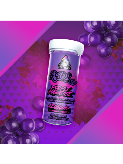 Delta Extrax 12000mg THCA Adios MF Blend Gummies - Purple Paradise (Hybrid) (6 jars per box)