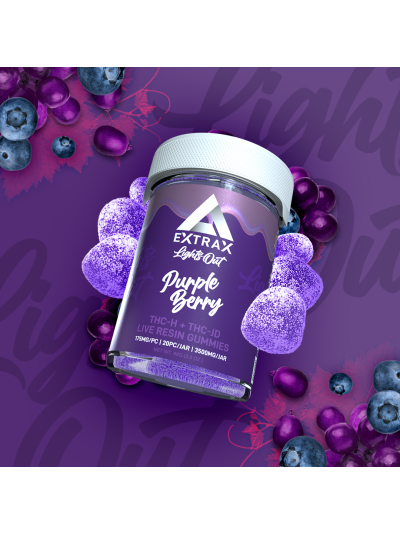 Extrax Gummies - Lights Out 20CT Jar - Purple Berry - 3500mg - 6 Count Display Box