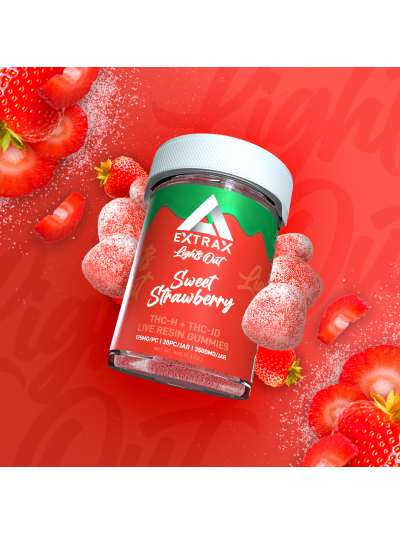 Extrax Gummies - Lights Out - 20CT Jar 3500mg - Sweet Strawberry - 6 Count Display Box