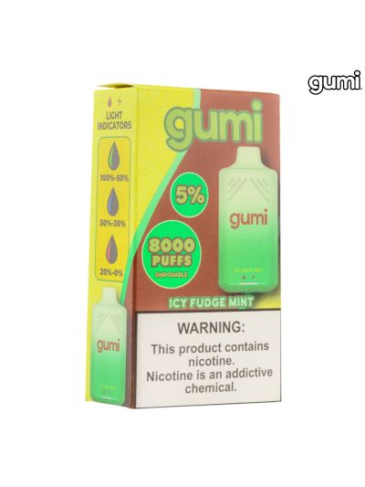 STNR Gumi Vape Nicotine Disposable 5% - Ice Fudge Mint - 5ct box