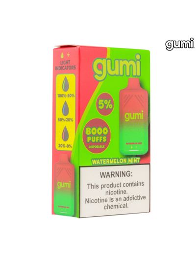 STNR Gumi Vape Nicotine Disposable 5% - Watermelon Mint - 5ct box