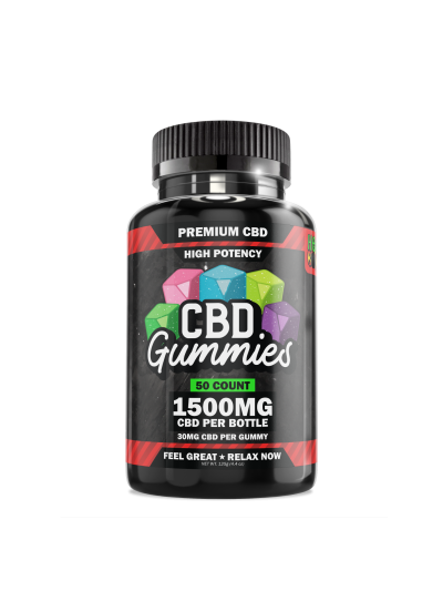 Hemp Bombs CBD Gummies - High Potency - 1500mg - 100CT Bottle - Assorted - 6 Count Display Box