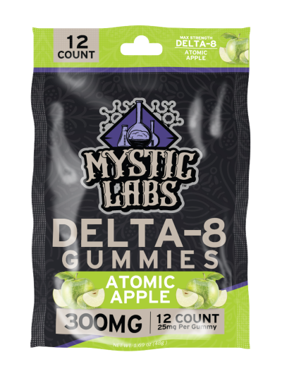 Mystic Labs D8 Gummies - 300mg - 12CT Bag - Apple - 6 Count Display Box