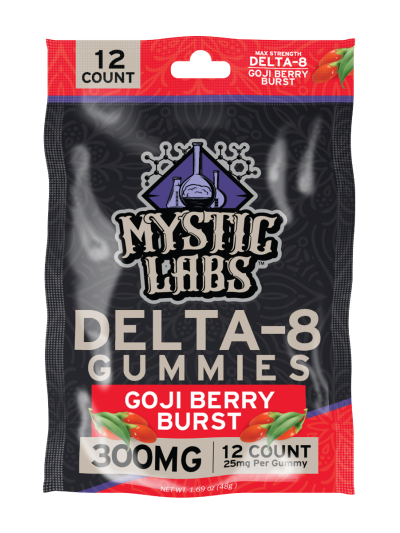 Mystic Labs D8 Gummies - 300mg - 12CT Bag - Goji Berry - 6 Count Display Box
