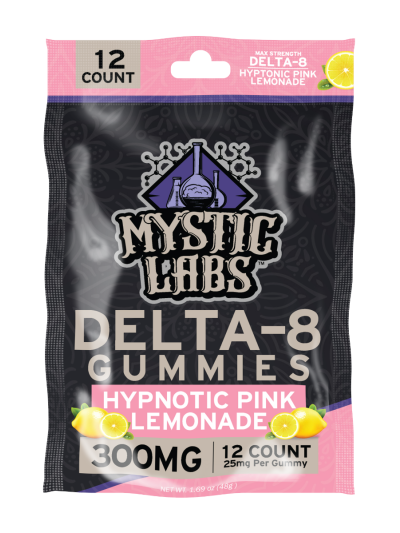Mystic Labs D8 Gummies - 300mg - 12CT Bag- Pink Lemonade - 6 Count Display Box