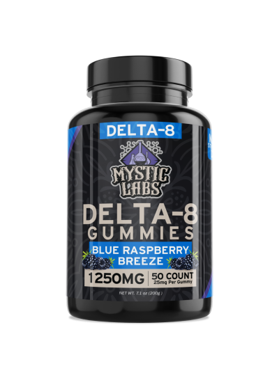 Mystic Labs D8 Gummies - 1250mg - 50ct Bottle - Blue Raspberry Breeze - 6 Count