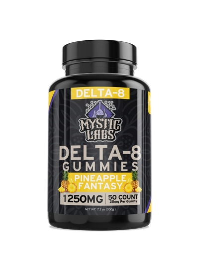 Mystic Labs D8 Gummies - 1250mg - 50ct Bottle - Pineapple - 6 Count