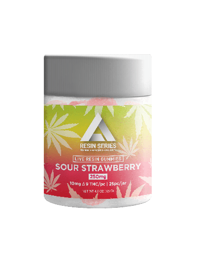 Extrax D9 Gummies - 25CT - 250mg - Sour Strawberry - 6 Count Display Box